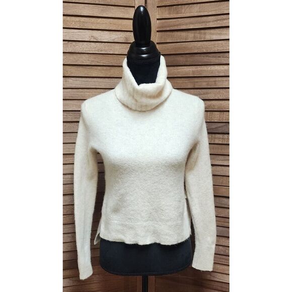 Banana Republic Womens XS Modal Long Sleeve Textured Turtleneck Sweater Cream - Picture 1 of 7